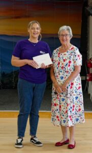 Grampian Deaf Children's Society receiving a cheque to cover the cost of our July 2025 bowling event.